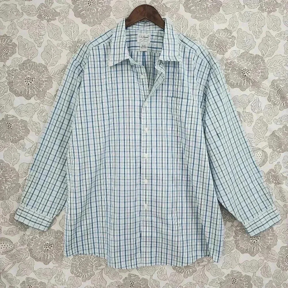 L.L. Bean Traditional Fit Button down Long sleeve Dress Shirt 18 Plaid 8467 - Picture 1 of 6